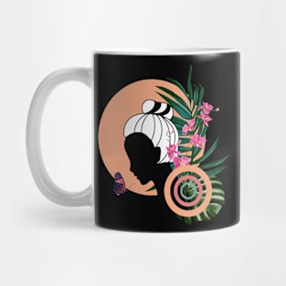 Minimalistic Woman and Real exotic Flowers Mug